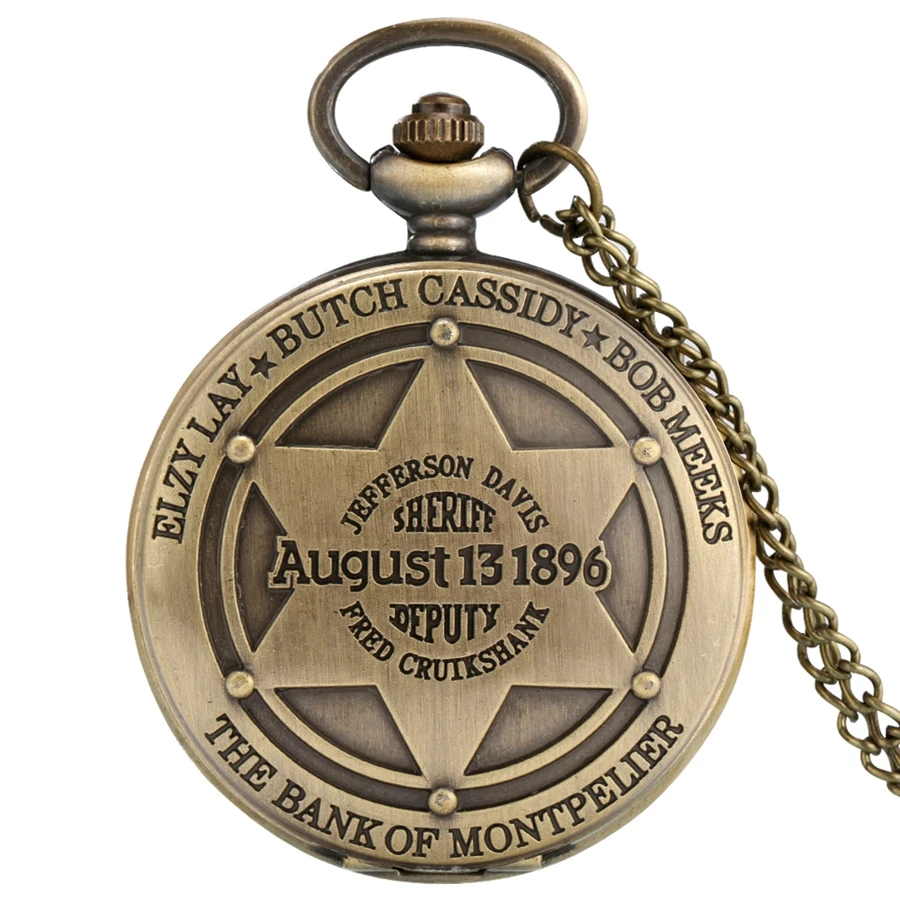 13 Agosto 1896 Vice Fred Cruikshank Jasper Days Sheriff Orologio Da Tasca Al Quarzo Collana Con Ciondolo Catena Collezione Antica Regalo
