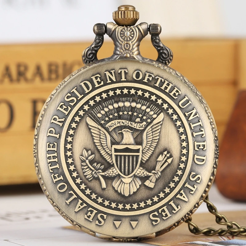 Sigillo Del Presidente Degli Stati Uniti D'America White House Donald Trump Quartz Pocket Watch Collezioni D'Arte Per Uomo Donna