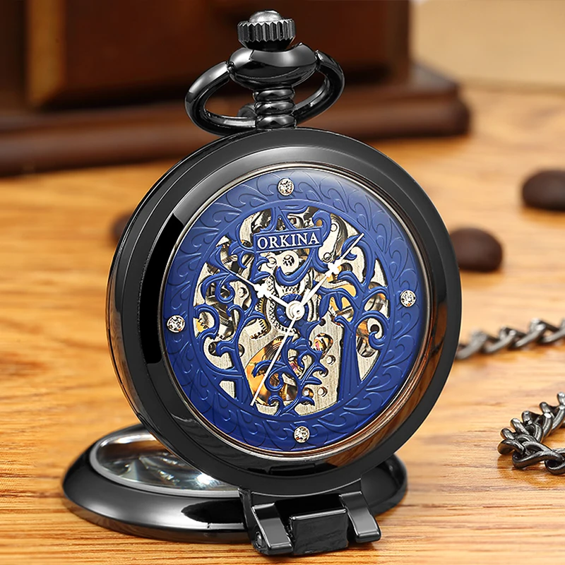 Orologio Da Tasca Meccanico In Cristallo Di Lusso Per Uomo Donna Steampunk Skeleton Hollow Fob Chain Pendant Golden Roman Montre De Poche