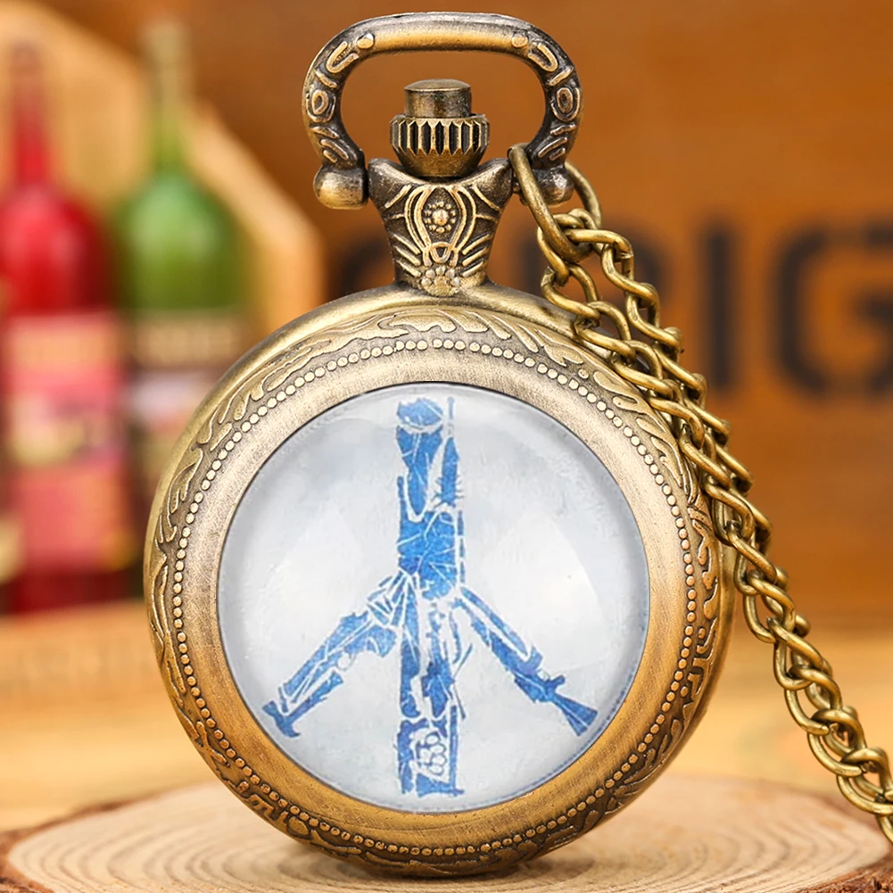 Pigeon Peace Anti-Nucleare War Flag Quartz Orologi Da Tasca Di Medie Dimensioni Da Uomo Smooth In Dome Case Fashion Clock Regali Da Collezione