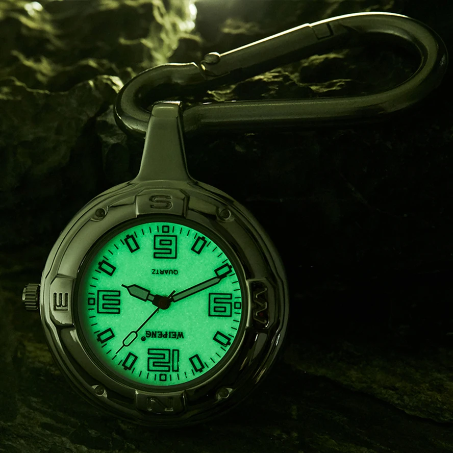 Orologio Portachiavi Al Quarzo Luminoso Per Uomo Donna Clip On Zaino Borse Glow In Dark Night Light Pocket Watches Uomo Montre De Poche