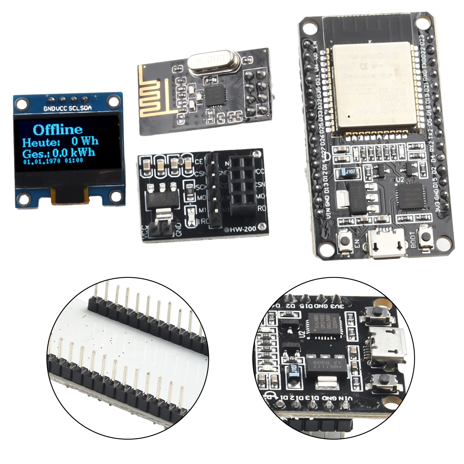 1Set Esp321 Con Kit Nrf24L01 Scheda Di Sviluppo Modulo Wireless Dtu Plug-And-Play Per Moduli Fotovoltaici Hm300 Hm350 Hm400 Da 25.4Mm