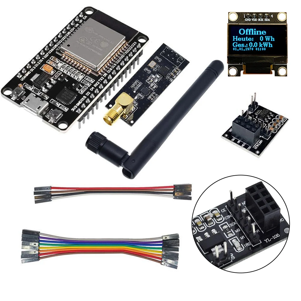 Integrazione Aerodinamica Opendtu Per Hoymiles Kit Fai Da Te Plug And Play Con Display Esp32 Ssd1306 E Antenne Nrf24L01