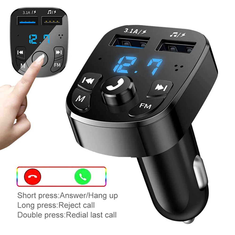 Car Bluetooth Mps Player Dual Usb Fast Charging Hands Free Call Kit Usb Flash Drive Plug And Play Trasmettitore Fm Bluetooth