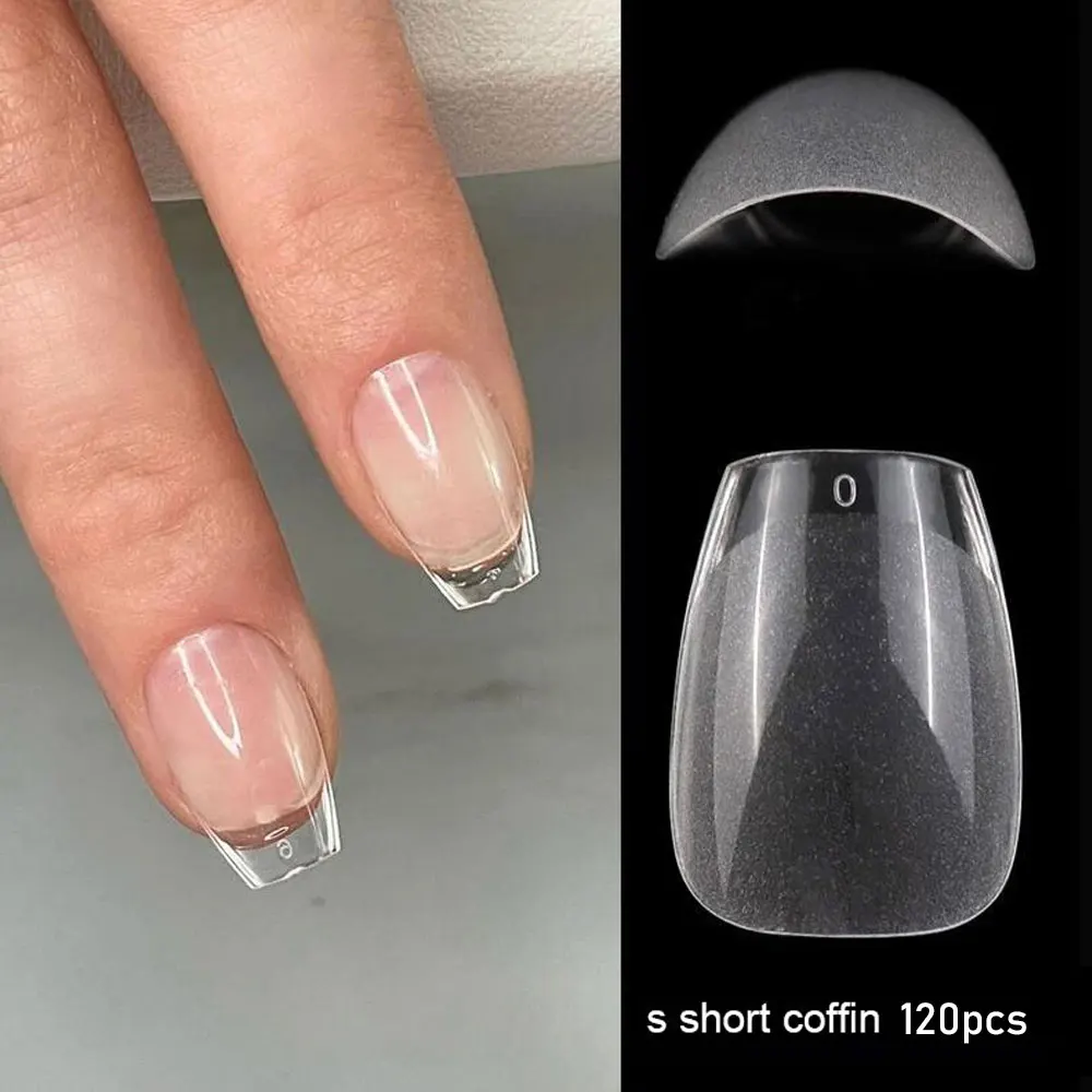 120Pcs Xs Short Coffin Almond Square False Nail Tips Artificial Nail Art Tip Gel Per Unghie Finte X Tip Press On Nails Capsule