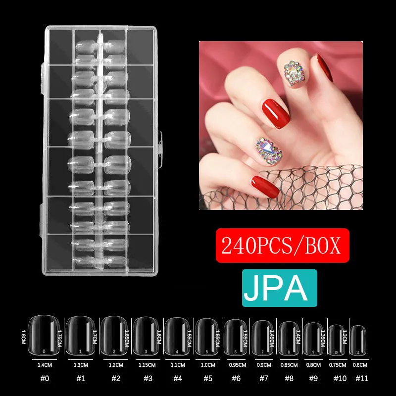 240 Pz L/M/ Xs Punte Per Unghie Finte Corte Mandorle Quadrate Unghie Ovali Gel X Tip Unghie Acriliche Per Extension Press On Nails
