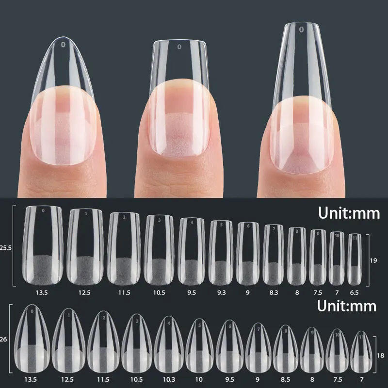 120 Pezzi Punte Di Estensione Per Unghie Finte L/M/S/Xs Coffin Square Almond Punte Per Unghie Finte Premere Su Gel Per Capsule Di Unghie Artificiali X