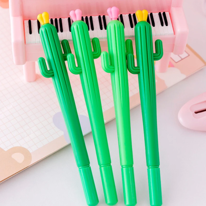 100 Pcs Creative Flowering Cactus Gel Penne Inchiostro Nero Cancelleria Per Studenti Accessori Kawaii E Materiale Scolastico Kawaii Ragazzi Ragazze