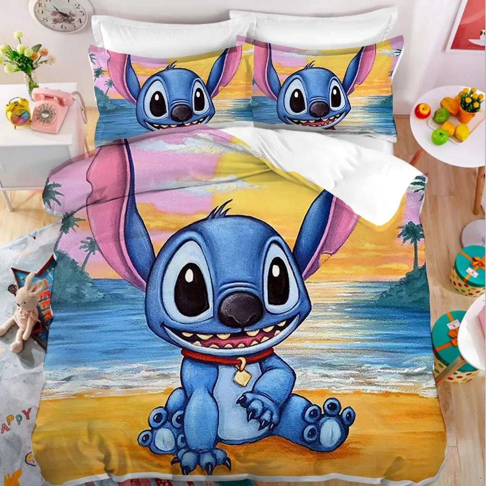 Disney Lilo Stitch Bedding Set Anime Figure Kawaii Trapunta Copripiumino Federa Bambini Comodo Accessorio Letto Decorazione Regalo