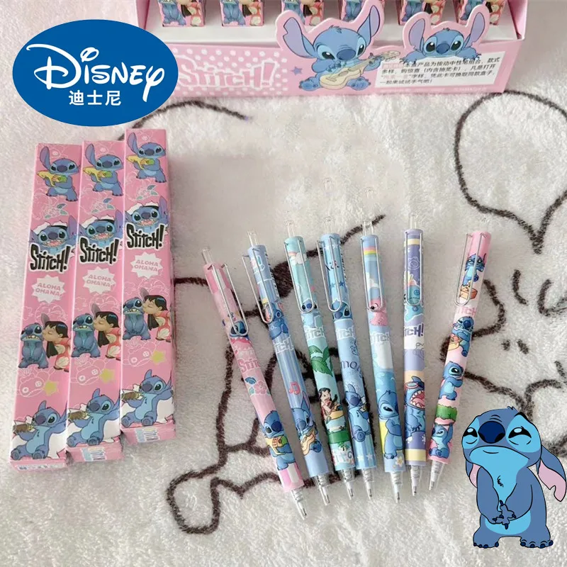 1/4Pcs Disney Anime Stitch Pen Kawaii Lilo & Stitch Black Neutral Pen Cartoon 0.5Mm Press Gel Pen Cancelleria Per Studenti