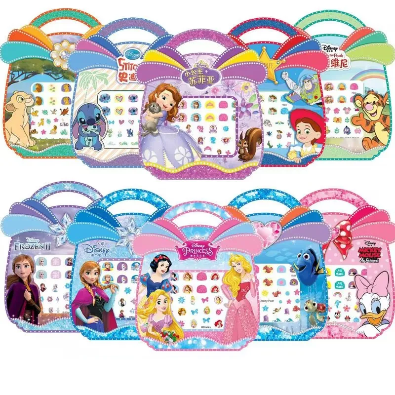 Bambini Frozen Makeup Toy Nail Sticker Stitch Disney Princess Sofia Minnie Winnie Kids Nail Sticker Regalo Per Ragazze