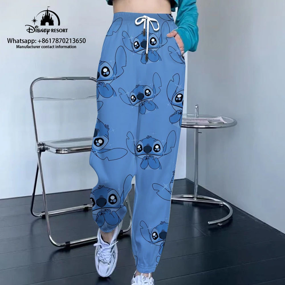Autunno New Disney Brand Stitch E Mickey Anime Ladies Casual Cropped Pants Street Style Small Feet All-Match Pantaloni Sportivi Unisex