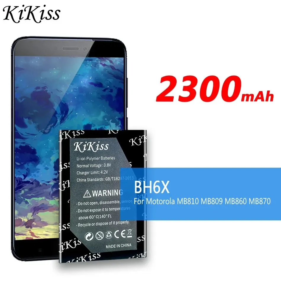 Batteria Kikiss Bh6X 2300Mah Per Motorola Moto Mb810 Mb809 Atrix 4G Mb860 Mb870 Droid X2 Bateria