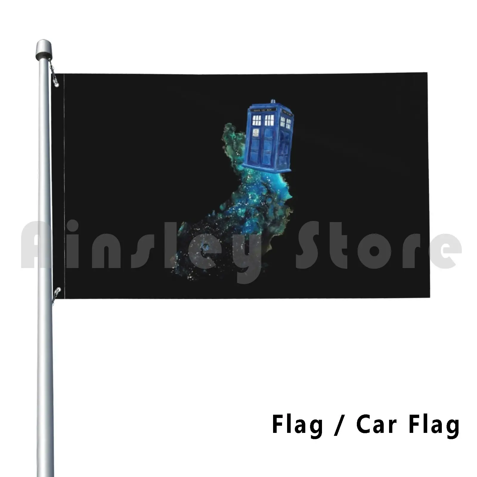 Tardis Che Strappa Attraverso Lo Spazio All'Aperto Decor Flag Car Flag British Science Fiction Planet