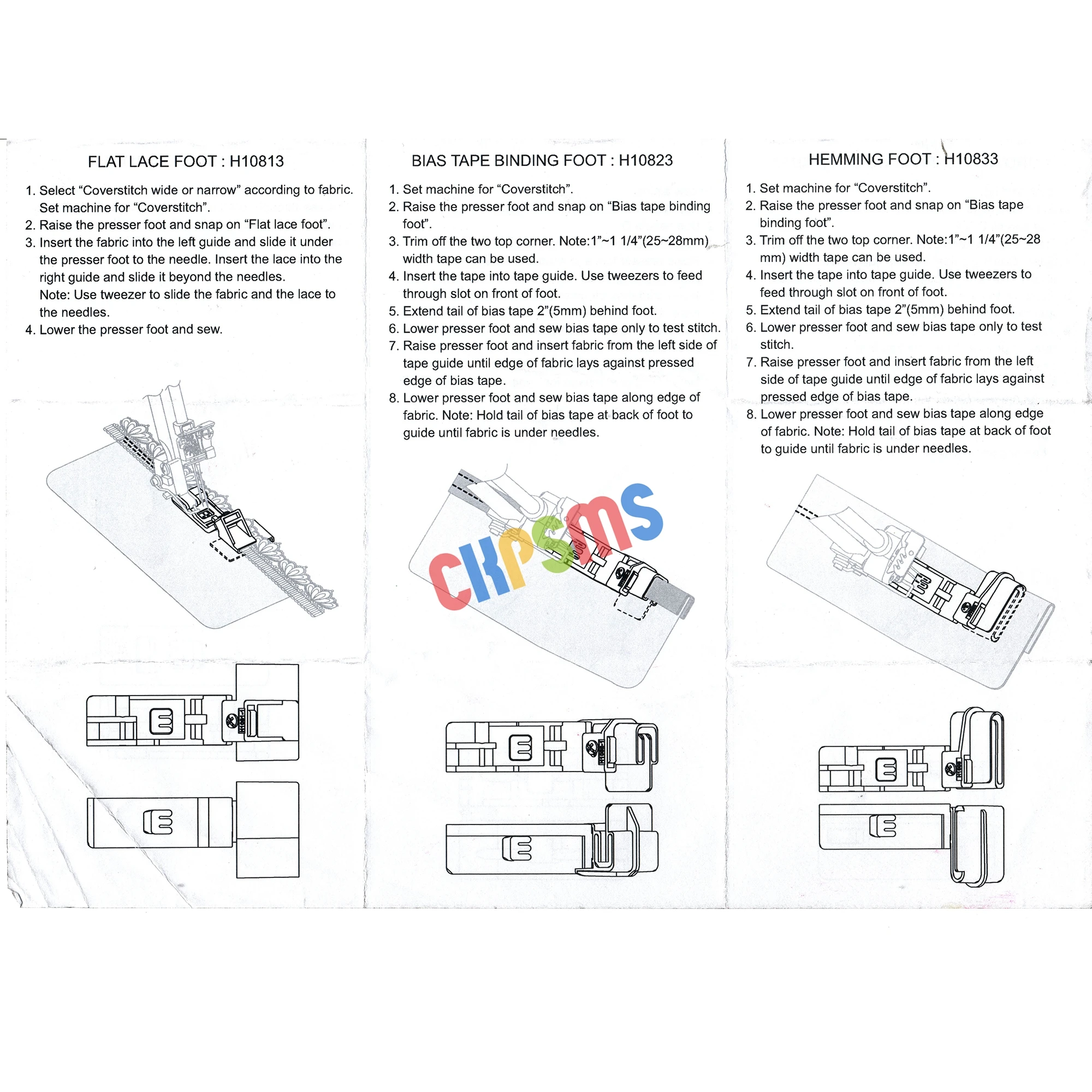 # Kp-19117 Piedi Serger Chiari Husqvarna Viking Serger Overlock Huskylock 910, 905