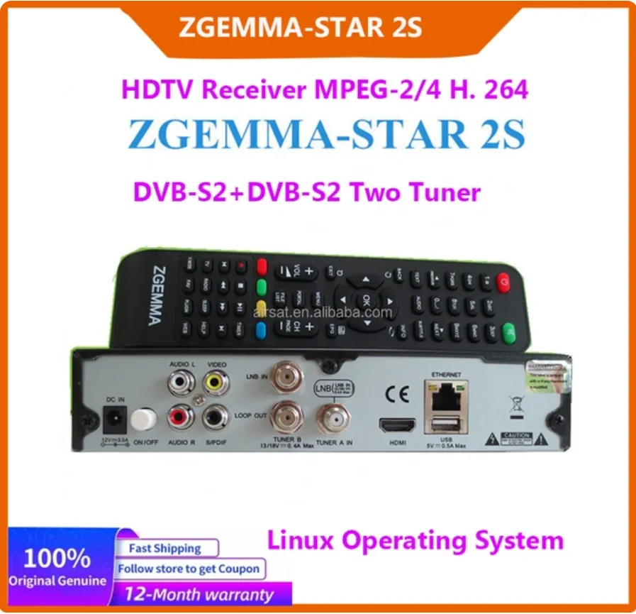 Originale Super Sale Zgemma-Star.2S Linux Hdtv Ricevitore Mheg-4 H.264 Twin Tuner Dvb-S2 + Dvb-S2 Decoder Digitale Ricevitore Satellitare