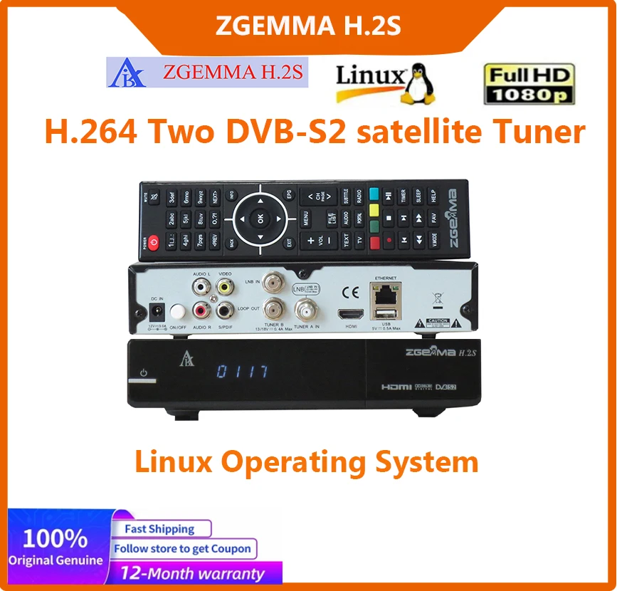 Vendita Calda!! Ricevitore Satellitare Zgemma H.2S Ricevitore Linux Enigma2 Due Sintonizzatore Dvb-S2 H.264 1080P Decoder Satellitare Digitale Intelli
