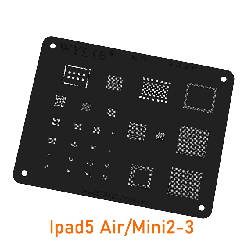 Wylie Bga Reballing Stencil Per Ipad 5 Air A1474 Mini 2 3 Cpu Ram Wifi Nand Baseband Potenza Usb Audio Ic Chip Maglia D'Acciaio Nera
