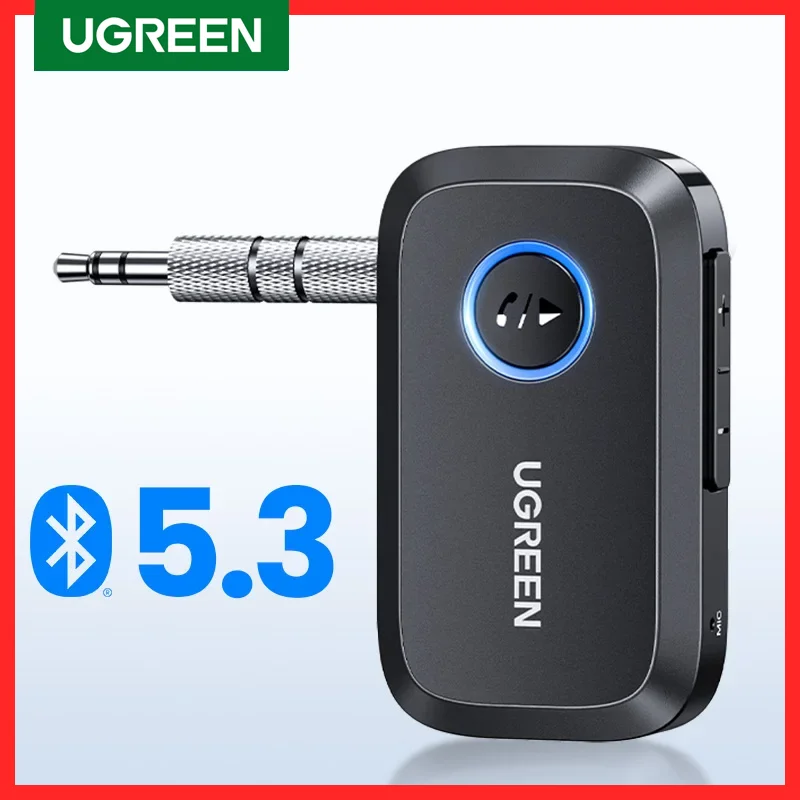 Adattatore Ricevitore Per Auto Bluetooth Ugreen Jack Aux Da 3.5Mm Per Altoparlanti Per Auto Ricevitore Musicale Audio Adattatore Bluetooth 5.3 A Mani 