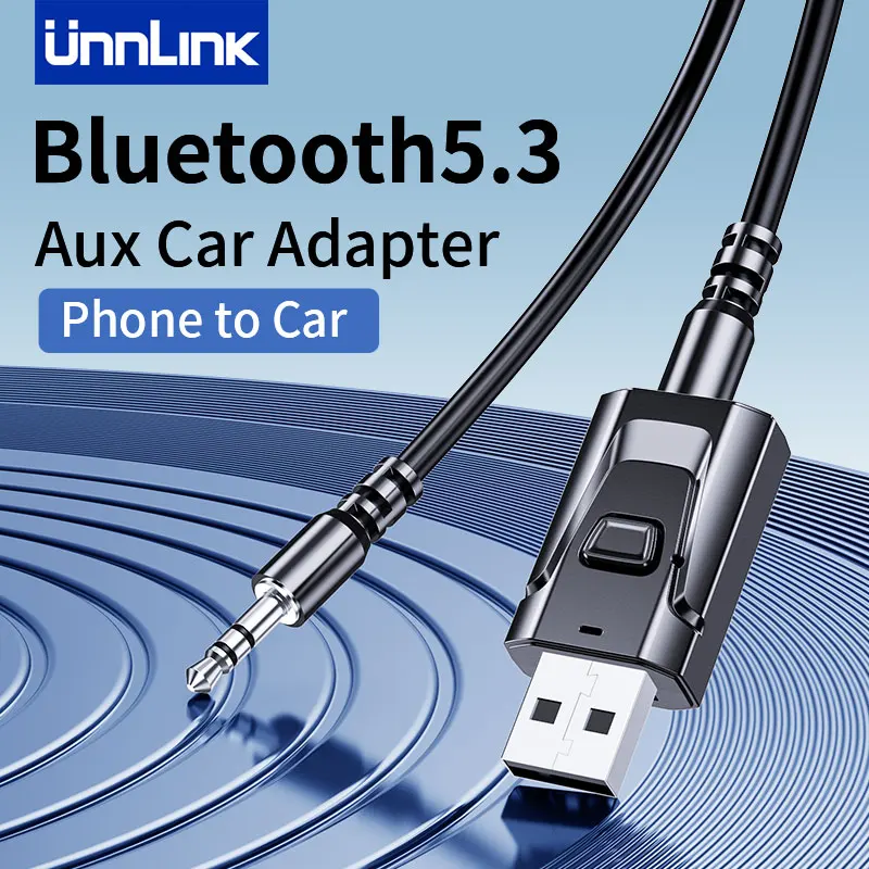 Unnlink Car Cavo Audio Da 3.5Mm Hifi Stereo Bluetooth 5.3 Adattatore Audio Aux Da Usb A 3.5Mm Audio Aux Cable Jack Car Audio Splitter