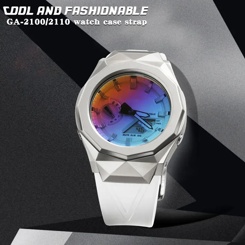 Custodia In Metallo Stile Big Bang Con Geometria Modificata Per Kit Mod In Acciaio Inossidabile Ga2100 Per Cinturino In Gomma Ga-2100 Ga-B2100 Ga 2110