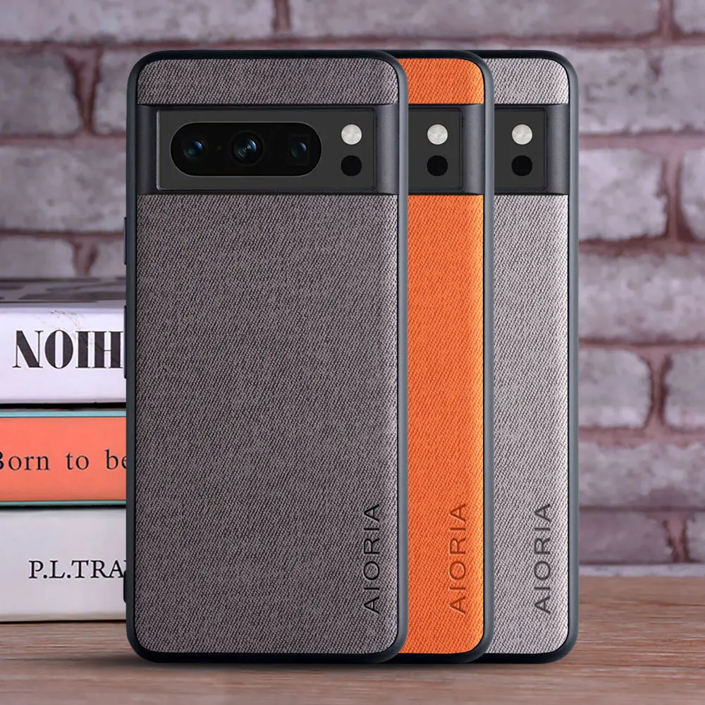 Custodia Per Google Pixel 8 Pro Coque Luxury Textile Leather Skin Soft Tpu Hard Phone Cover Funda Per Google Pixel 8 Case Capa
