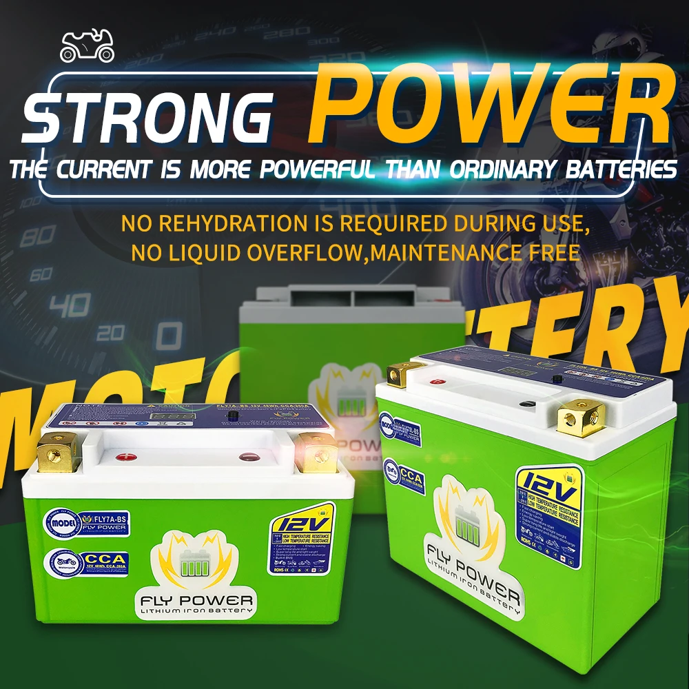 Flypower 12V Lifepo4 Di Avviamento Del Motociclo Batteria 96Wh Cca 420A Fly10S Al Litio Ferro Scooter Batterie Sostituire Ytz10S Ytz10S-Bs