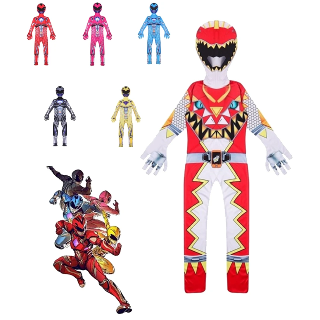 Ragazzi Costume Di Halloween Per Bambini Power Mecha Five Beast Super Action Figures Rangers Battle Neuro Mystic Force Cosplay Tuta
