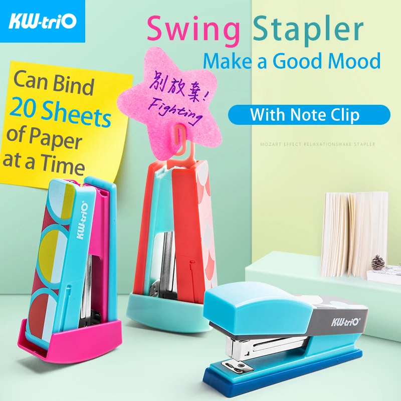 Kw-Trio Altalena Cucitrice Buon Umore Carino Altalena Cucitrice Rilegatrice Rilegatrice Uso 24/6 Graffette Divertente Scrivania Cancelleria Rilegatura