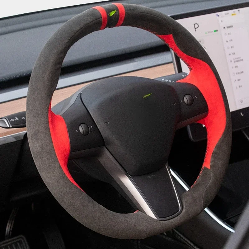 Hand Stitched Leather Or Suede Steering Wheel Cover For Tesla Modelx Model3 Modely
