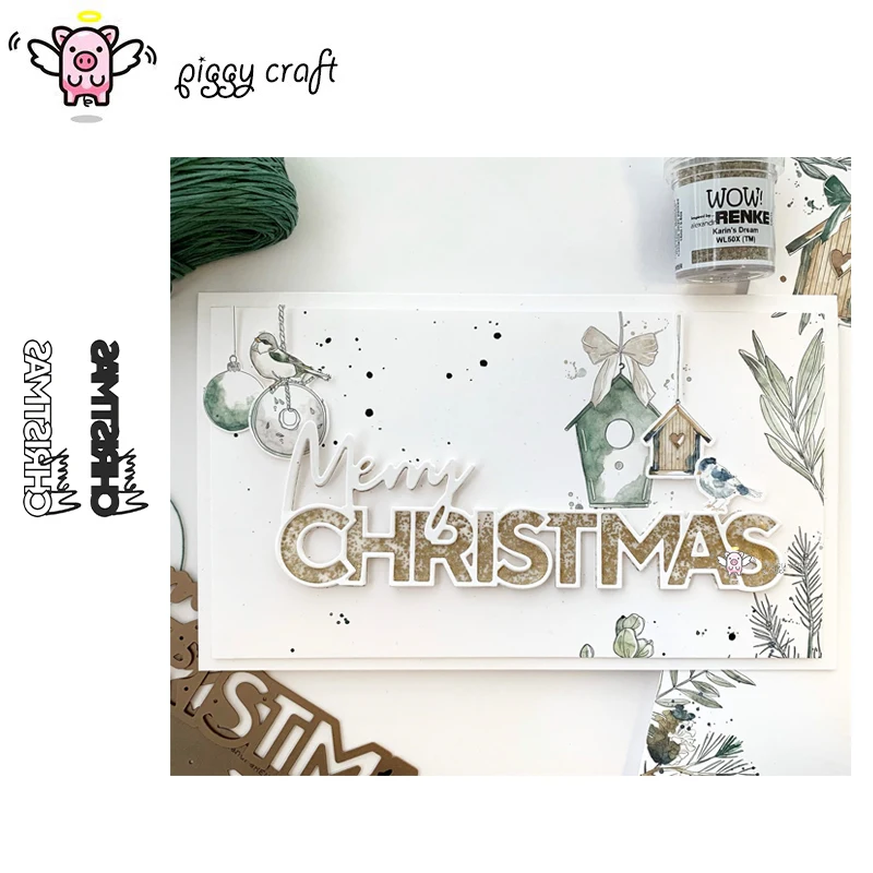 Piggy Craft Metal Cutting Dies Cut Die Mold Merry Christmas Letters Scrapbook Paper Craft Knife Mold Blade Punch Stencil Dies