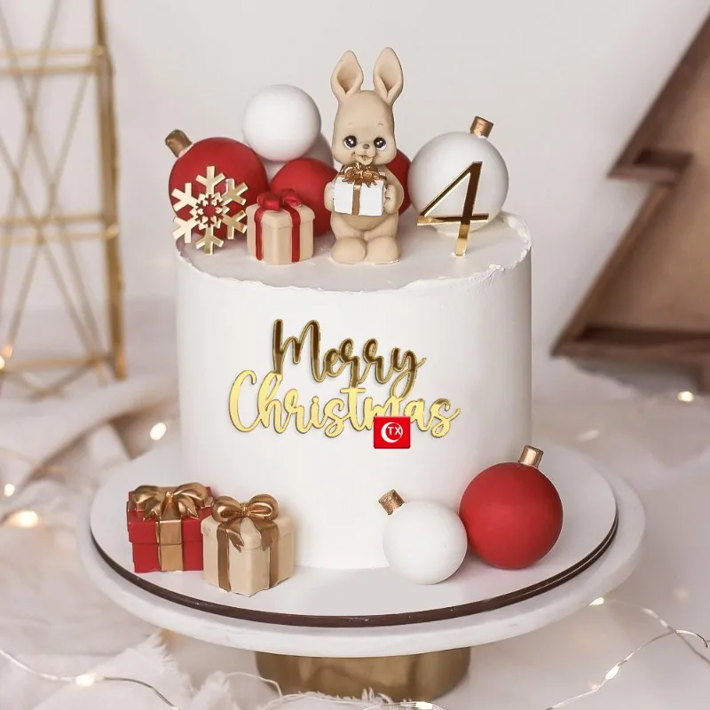 2024 New Merry Christmas Cake Topper Gold Acrilico No Stick Merry Christmas Cake Topper Per Decorazioni Per Torte Domestiche Di Natale Di Capodanno