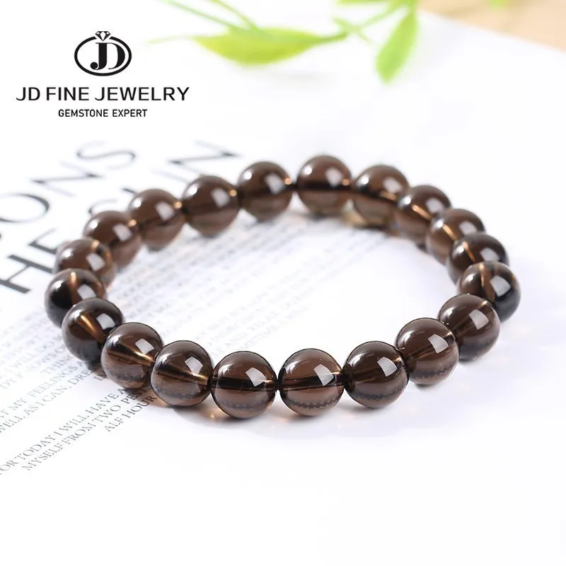 Jd Natural Smoky Quartz Beaded Bracciale Uomo Donna Tea Brown Rock Crystal Healing Energy Bangles Yoga Meditation Jewelry Gifts