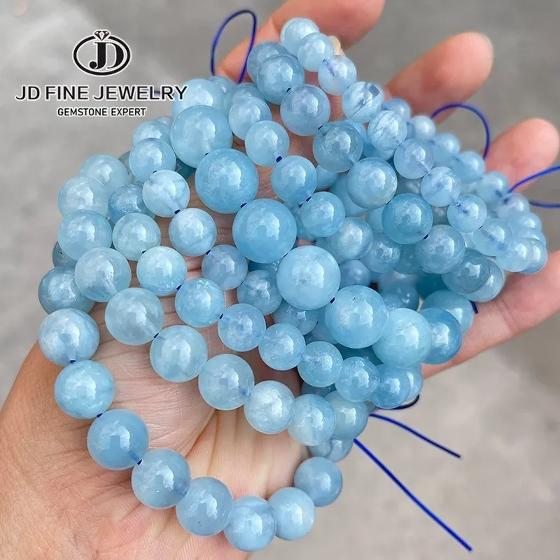 Jd Natural Aquamarine Bracciali Per Le Donne Genuine Single Circle Crystal Bracciale Gioielli Romantici Casual Crystal Yoga Bangles