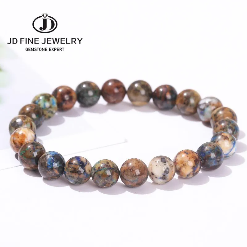 Jd 3A Natural Phoenix Stone Beaded Bracciale Donna Uomo Vintage Charm Energy Round Bead Healing Stretch Bangles Yoga Jewelry Gift