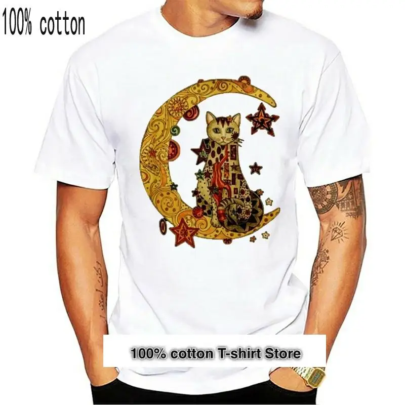 Gustav Klimt On The Moon-Camisa Negra De Algodon, Talla Completa