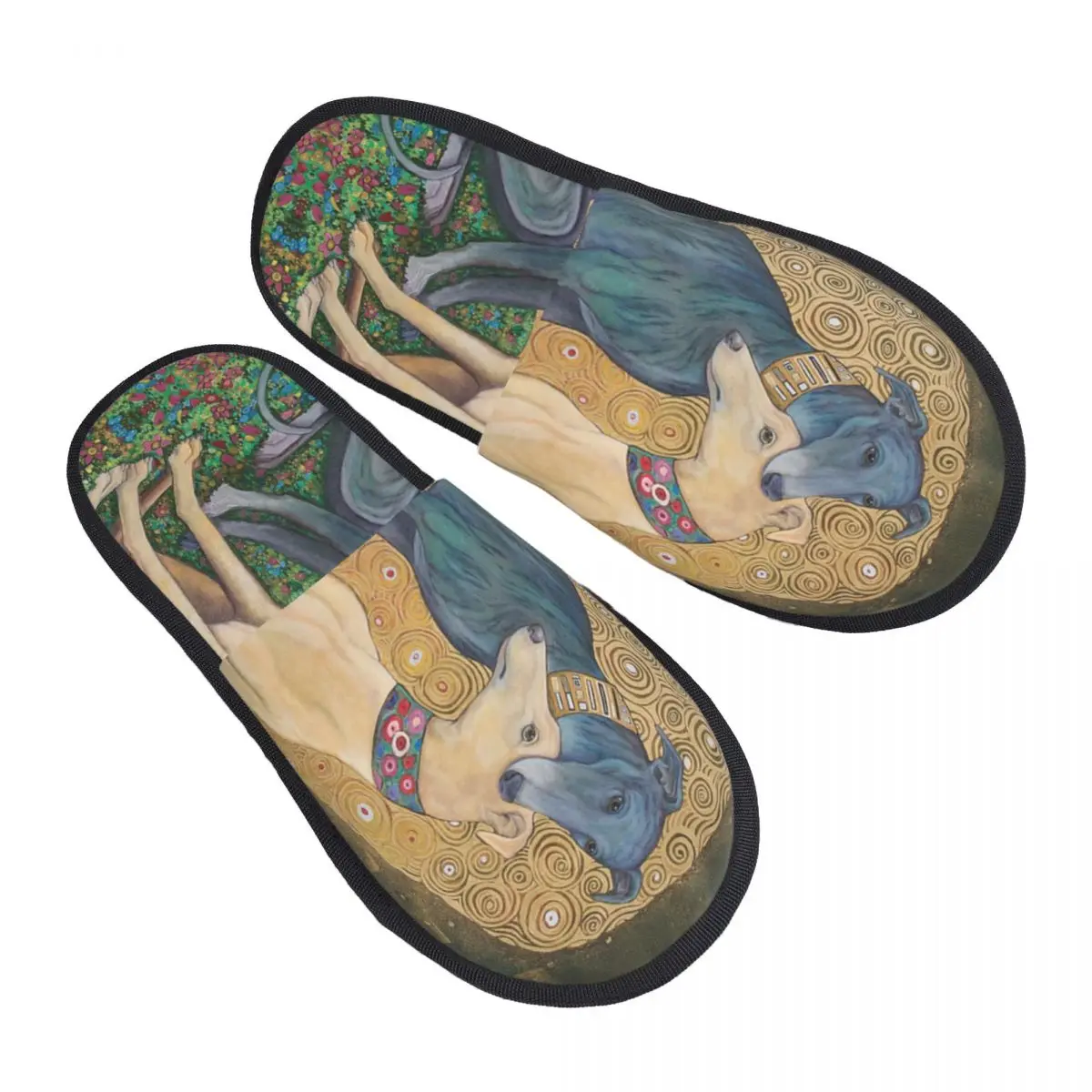 Gustav Klimt Greyhound Dog Art House Pantofole Donna Soft Memory Foam Whippet Sihthound Dog Slip On Hotel Slipper Shoes