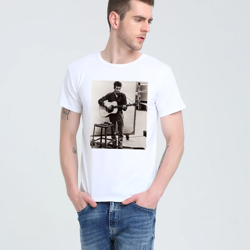 Maglietta Bob Dylan Antiwar Rock N Roll Rock Ballad T-Shirt Top In Cotone Lycra