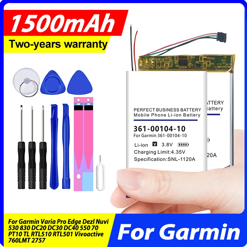 Sostituire La Batteria Per Garmin Varia Pro Edge Dezl Nuvi Dc20 530 830 Dc30 Tl Rtl510 Dc40 550 70 Pt10 Rtl501 Vivoactive 760Lmt 2757