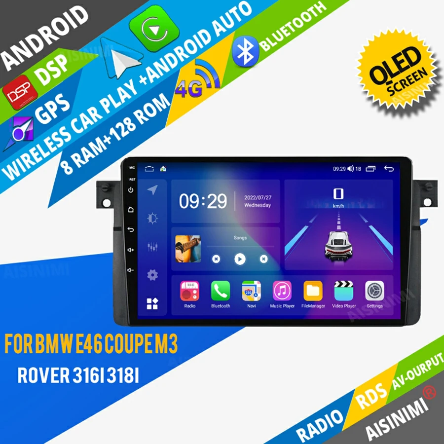 Aisinimi Android Car Dvd Player Navigazione Per Bmw Serie 3 M3 E46 316I 318I Autoradio Car Audio Gps Multimedia Stereo Monitor