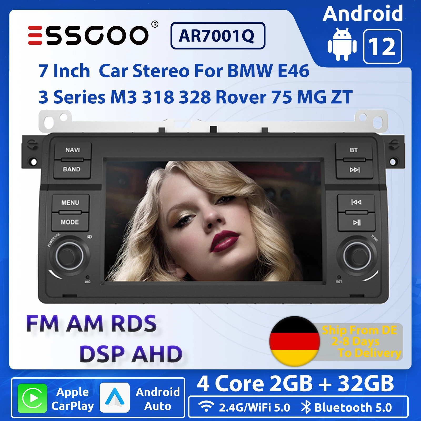 Essgoo Carplay Autoradio Per Bmw E46 318I 320I M3 3 Series Touring Multimedia Player Navigazione Gps Dps Mirrorlink Auto Radio