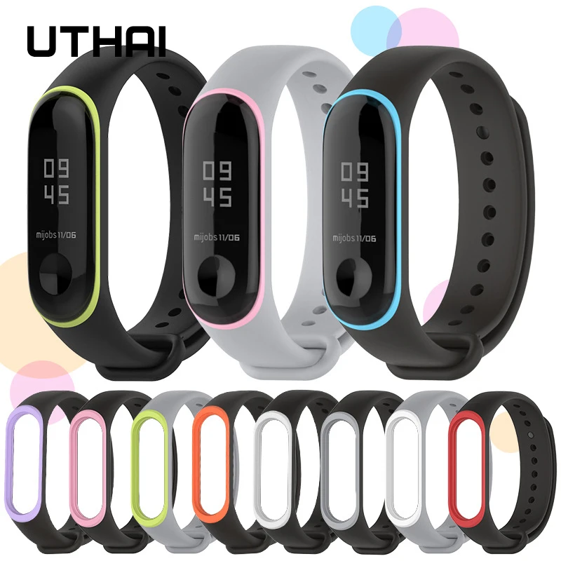 Uthai P44 Braccialetto Per Xiaomi Mi Banda 3/4Two-Tone Di Sport Della Cinghia Del Silicone Xiaomi Mi Banda 4