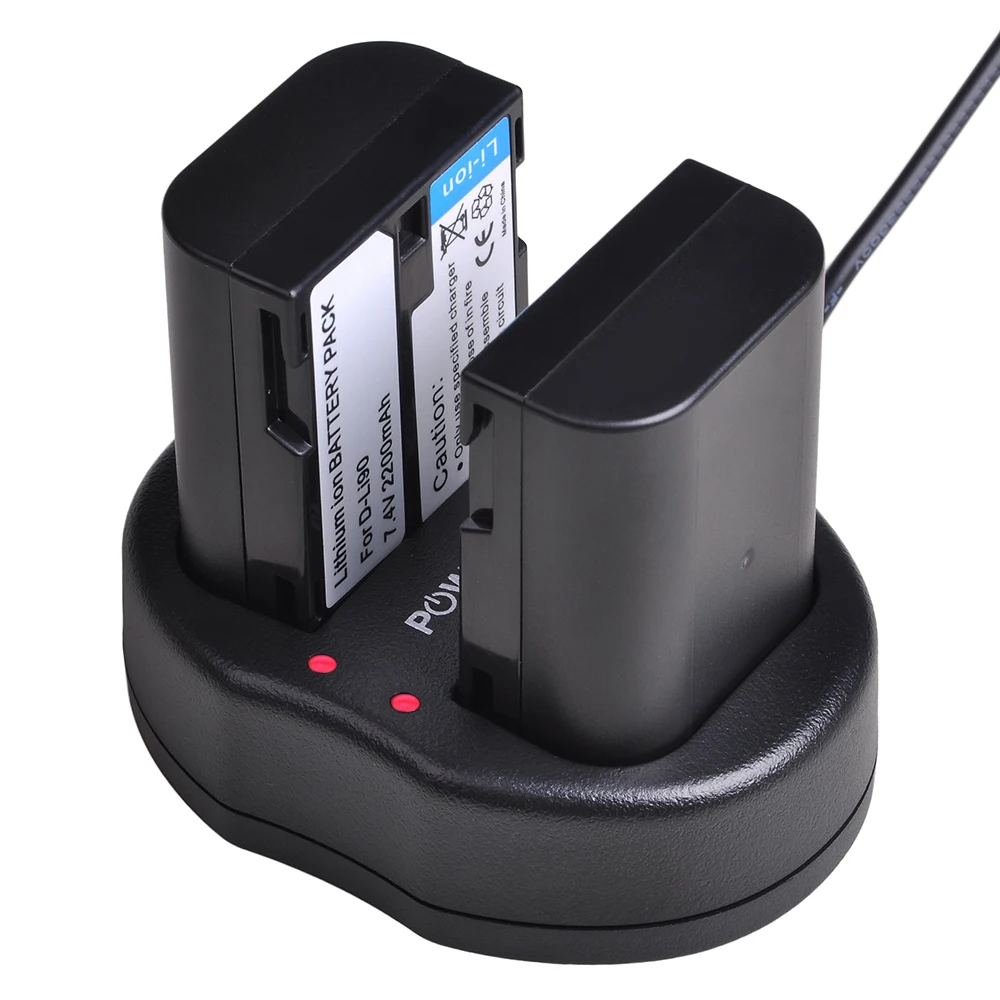 2 Pezzi D-Li90 Dli90 D Li90 Batteria Akku + Caricatore Usb Per Pentax Pentax K-7 K-7D K-5 Ii 645D K01 Z1 K-5 K-3 Ii 645Z L15