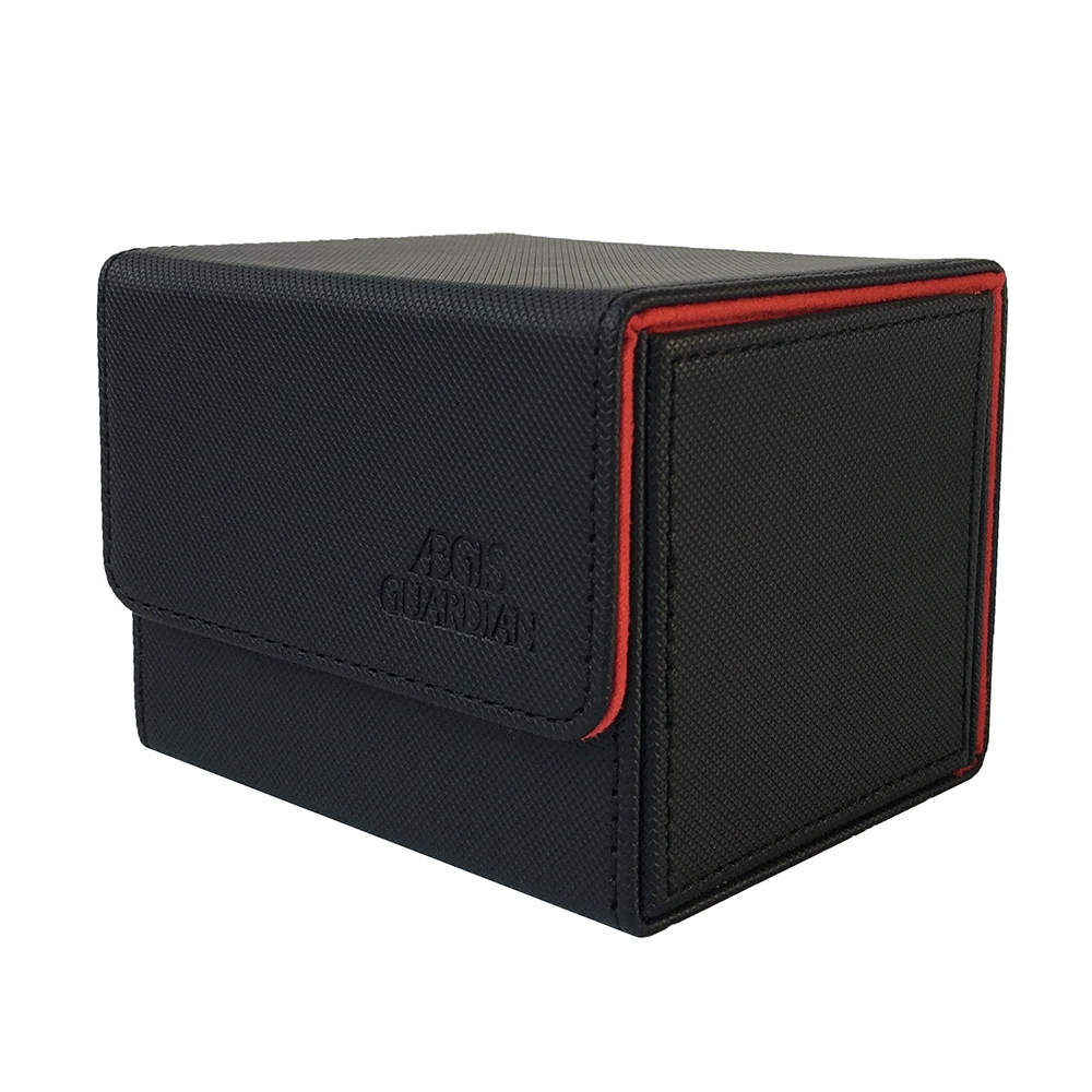 100 + Aegis Guardian Side-Loading Card Case Deck Casfor-Mtg Yugioh Deck Box: Nero + Rosso