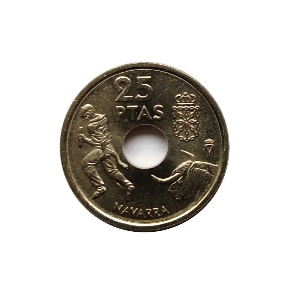 Moneta Originale 25 Pesetas Spagna San Fermin Navarre Utensile Anno 1999 Unc Monete Antiche Non Circolate