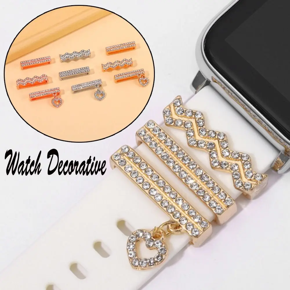 Nuovo Anello Diamond Ornament Smart Watch Silicone Per Apple Watch Band Watch Anello Decorativo Increspature D'Acqua In Metallo