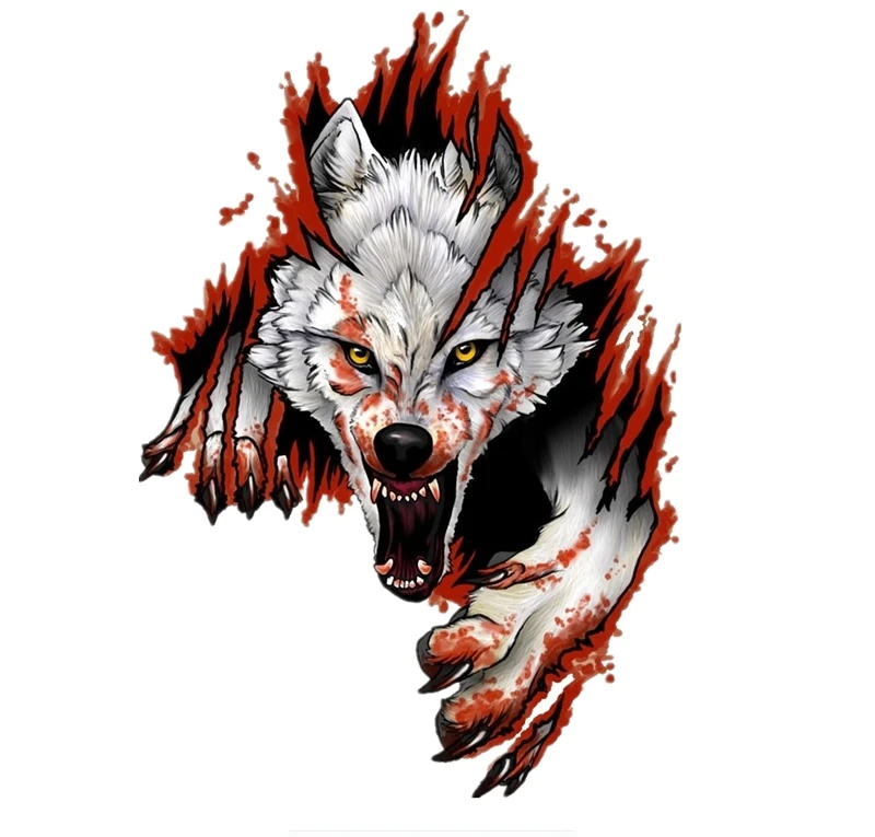Angry Wolf From Hole For Car Sticker Funny Pvc Coloful Decalcomanie Moto Tuning Laptop Trunk Kk Vinyl Cover Scratch Sticker