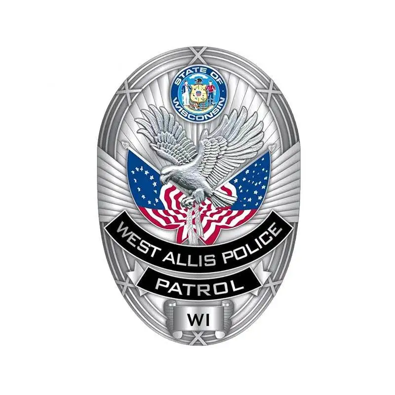 Creativo 13Cm X 8.9Cm Per West Allis Police Patrol Iron Helmet Car Stickers Elegante Decalcomania Solare Per Parabrezza Moto