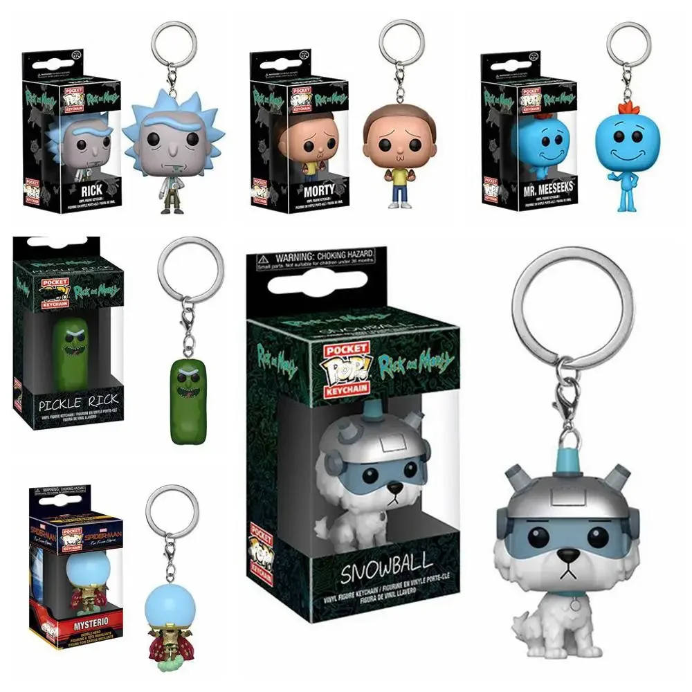 2019 New Morty Figures Toys Snowball Funny Rick Pickle Rick Mysterio Dolls Portachiavi Portachiavi Action Figure Toy