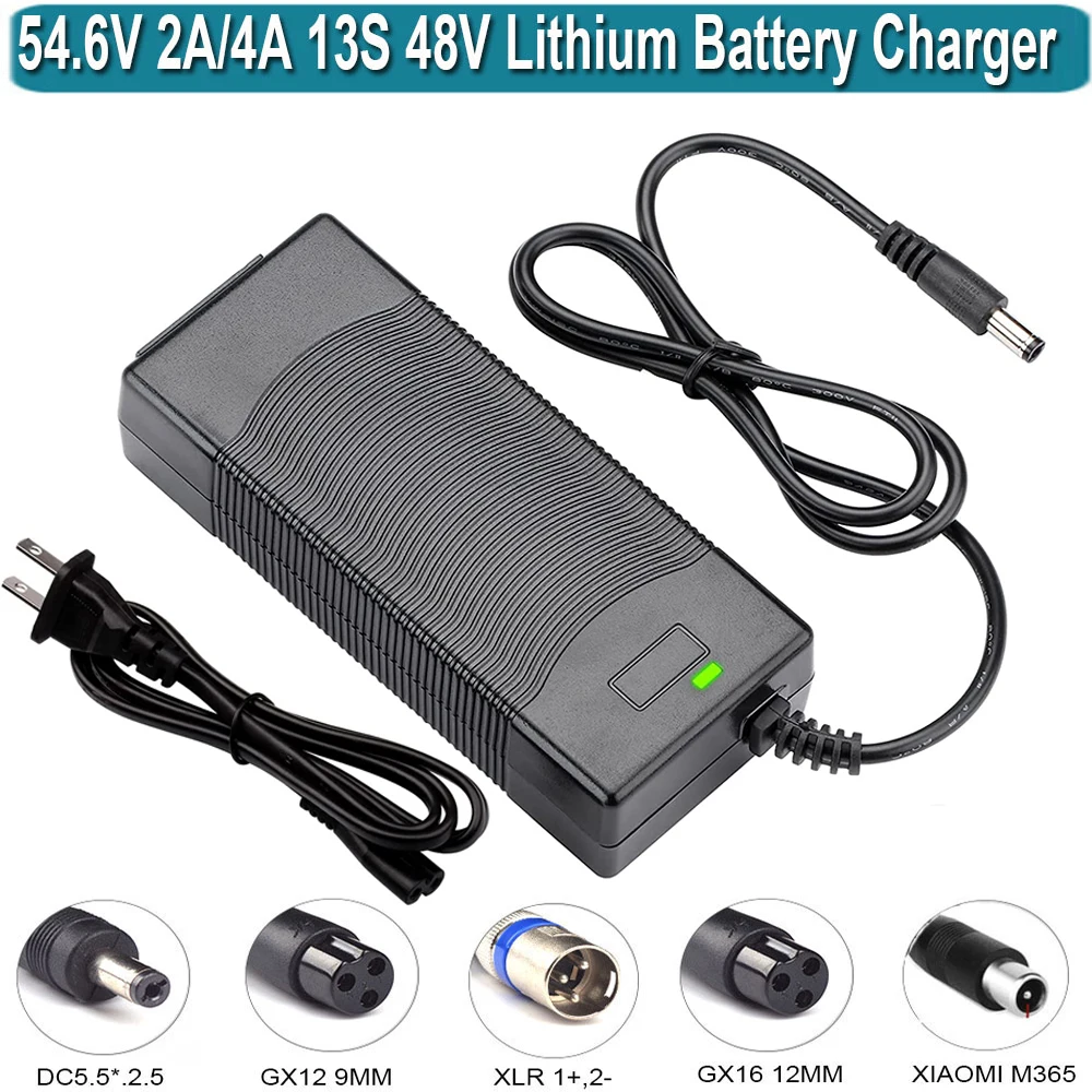Caricabatteria 54.6V Per Bici Elettrica, Alimentatore 48V 2A Per Bici Ecotric 48V/Batteria Al Litio Lectric Xp/Evercross H5 Ebike